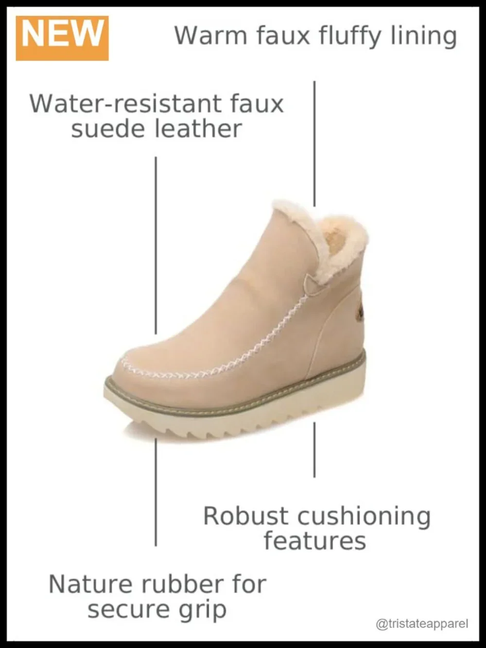 Womens Ankle Snow Boots Waterproof Warm Faux Fur Lining Non-Slip Winter